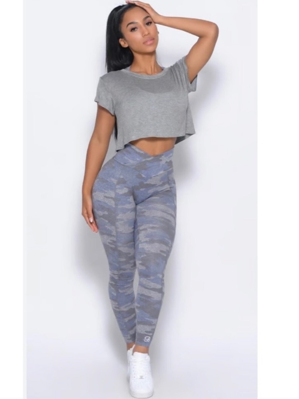 Bombshell Sportswear Gray & Blue Camo High-Waist Leggings